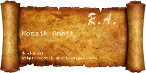 Roszik Anett névjegykártya