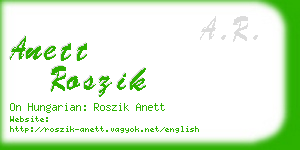 anett roszik business card